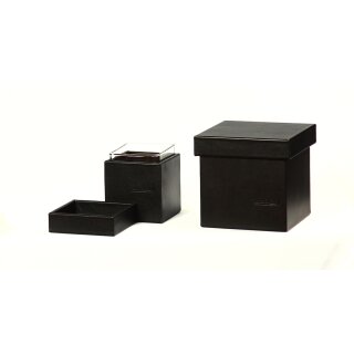 Echtleder Box schwarz 11 x 11 x 11 cm